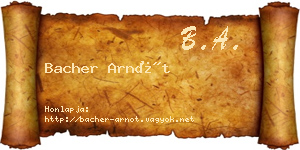 Bacher Arnót névjegykártya